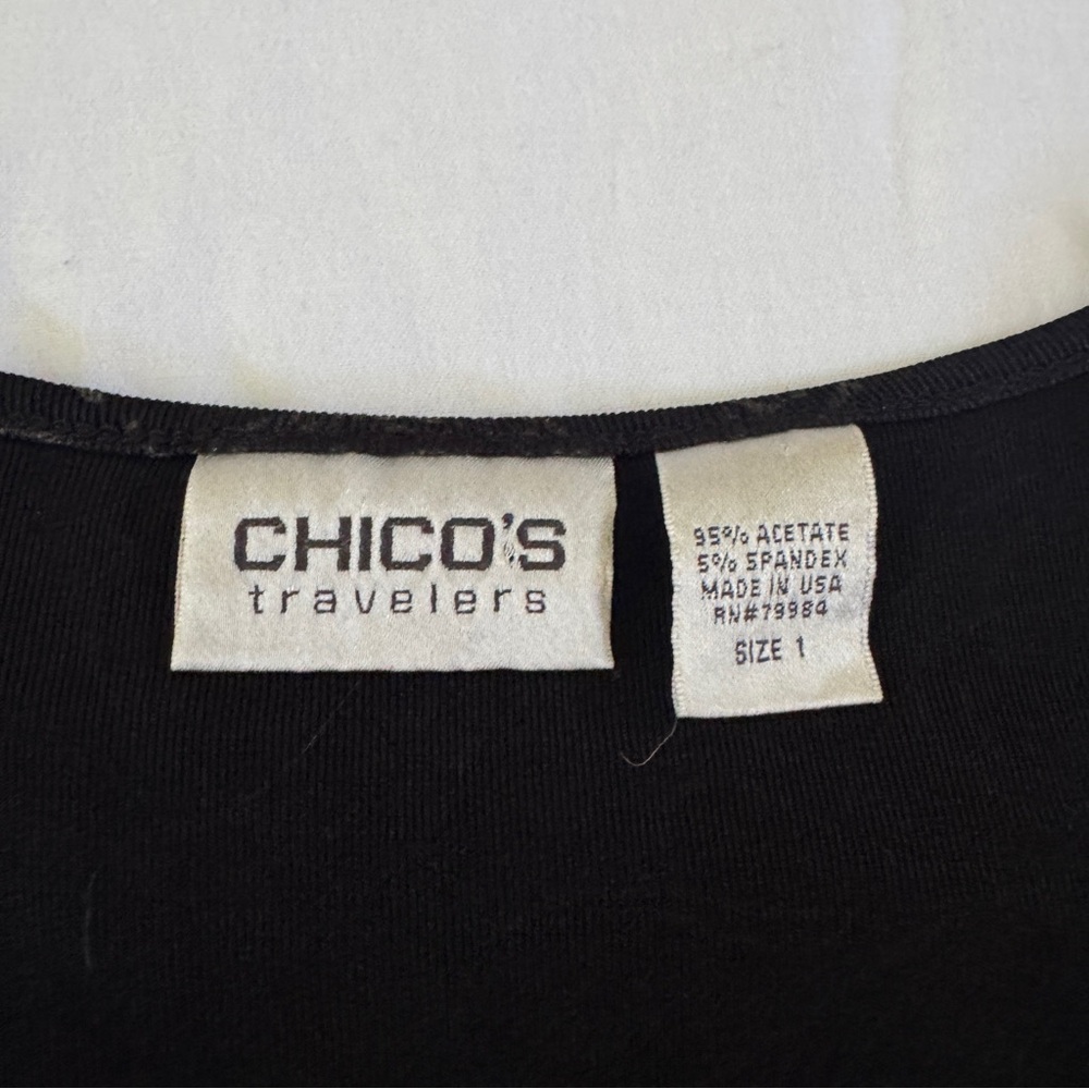 Vintage Chico's Travelers Black Paisley Leopard Patterned Top, Fairy Grunge - Picture 5 of 8